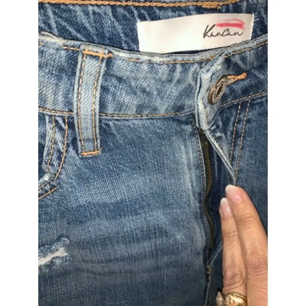 KanCan‎ Women's High Rise Distressed Straight Leg Jeans Size 3/25 Blue